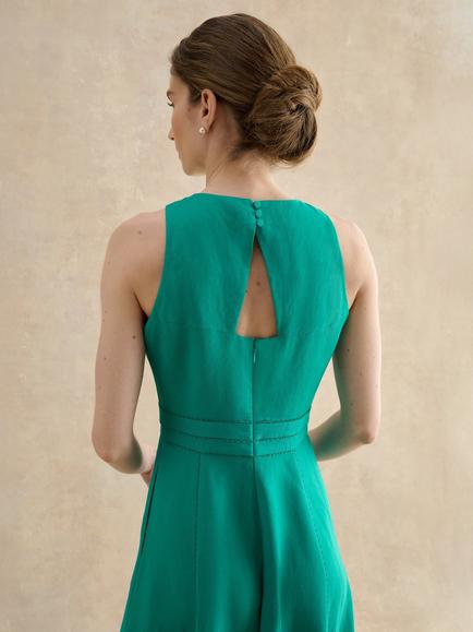 Hobbs Harewood Linen Blend Maxi Dress, Green - view 2, Green