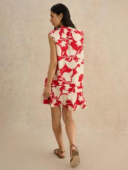 Hobbs Kesta Floral Mini Dress, Red - view 2, Red