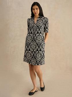 Hobbs Lucille Abstract Print Mini Dress, Black, Black