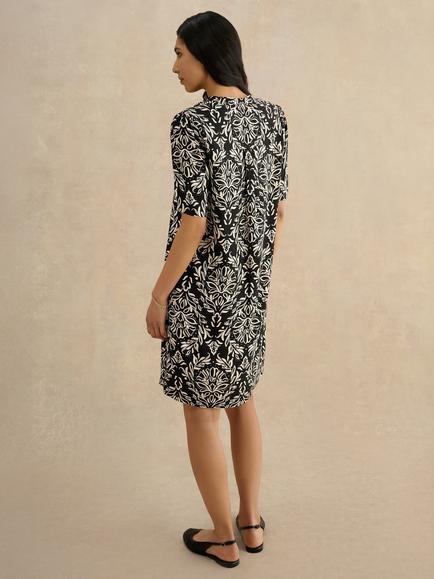 Hobbs Lucille Abstract Print Mini Dress, Black - view 2, Black