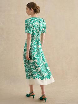 Hobbs Petite Trelissick V-Neck Midi Dress, Multi - view 2, Multi