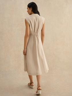 Hobbs Petite Charlize Linen Button Down Sleeveless Dress, Beige - view 2, Beige