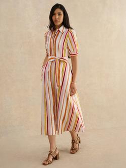 Hobbs Petite Cressida Stripe Shirt Dress, White, White