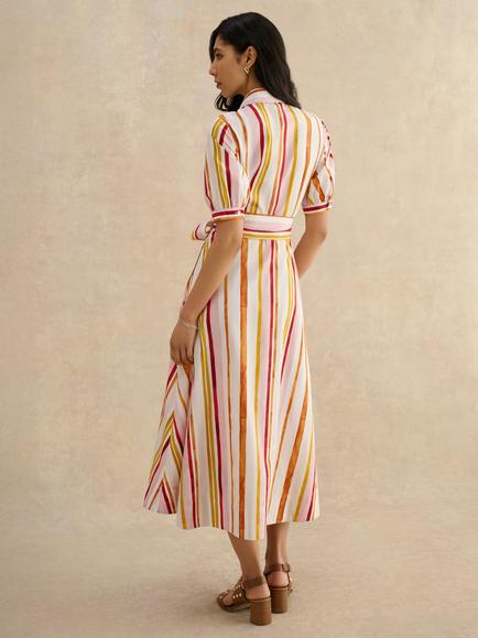 Hobbs Petite Cressida Stripe Shirt Dress, White - view 2, White