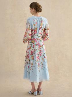 Hobbs Petite Liberty Floral Pure Silk Dress, Blue - view 2, Blue