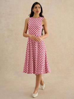 Hobbs Petite Lisa Geometric Jersey Dress, Pink, Pink