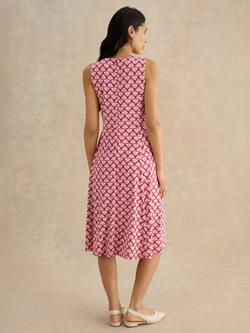 Hobbs Petite Lisa Geometric Jersey Dress, Pink - view 2, Pink