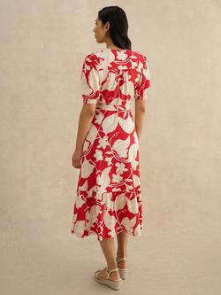 Hobbs Petite Martha Floral Jersey Dress, Red - view 2, Red
