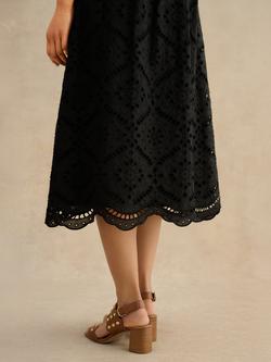 Hobbs Willa Broderie Anglaise Dress, Black - view 2, Black