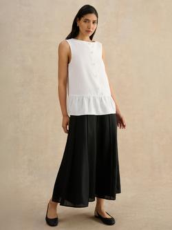 Hobbs Alice Exposed Seams Linen Skirt, Black, Black