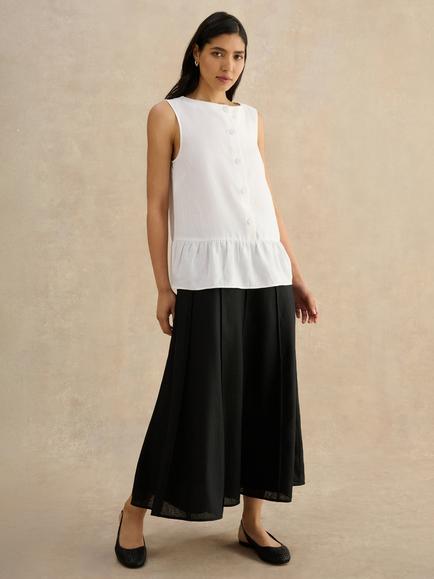 Hobbs Alice Exposed Seams Linen Skirt, Black, Black