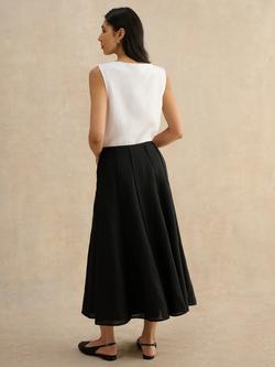 Hobbs Alice Exposed Seams Linen Skirt, Black - view 2, Black