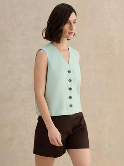 Hobbs Kaylee Linen Waistcoat Top, Aqueous Green, Aqueous Green