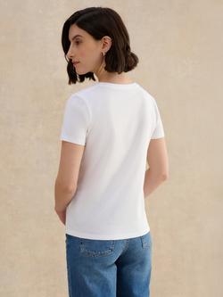 Hobbs Pixie Embroidered Floral T-Shirt, White/Multi - view 2, White/Multi