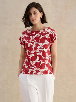 Hobbs Alycia Abstract T-Shirt, Red/Ivory, Red/Ivory