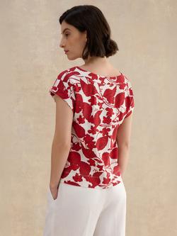 Hobbs Alycia Abstract T-Shirt, Red/Ivory - view 2, Red/Ivory