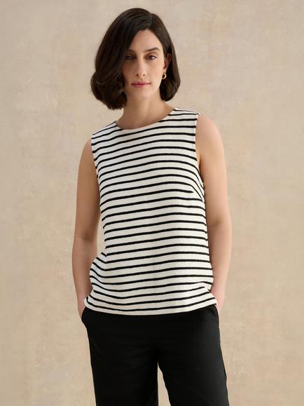 Hobbs Roxie Stripe Vest Top, Ivory/Black, Ivory/Black