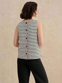 Hobbs Roxie Stripe Vest Top, Ivory/Black - view 2, Ivory/Black