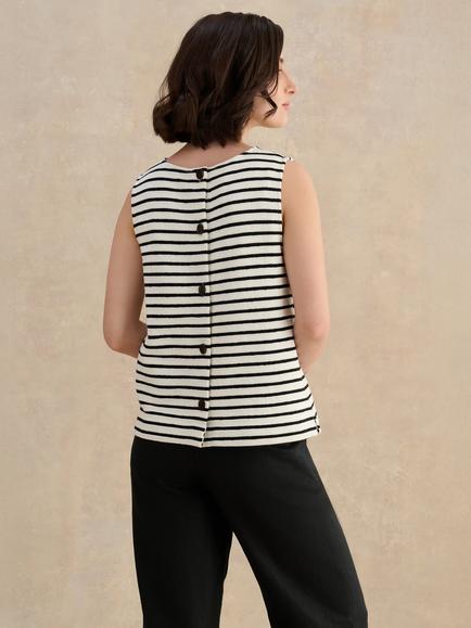 Hobbs Roxie Stripe Vest Top, Ivory/Black - view 2, Ivory/Black