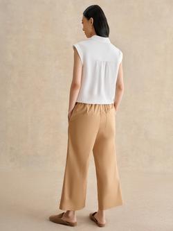 Hobbs Lorrie Wide Leg Trousers, Brown - view 2, Brown
