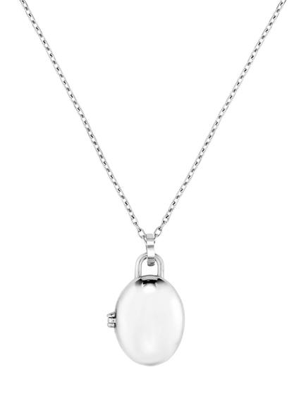 Orelia Waterproof LUXE Oval Locket Necklace, Silver