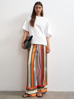 Topshop Wide Leg Striped Satin Trousers, Multi, Multi