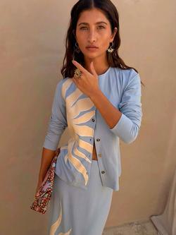 Never Fully Dressed Sol Alexa Cardigan, Ice Blue/Multi, Ice Blue/Multi