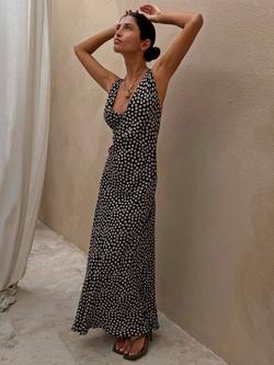 Never Fully Dressed Spot Print Sleeveless Maxi Dress, Black/Multi, Black/Multi