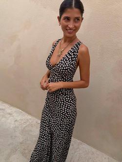 Never Fully Dressed Spot Print Sleeveless Maxi Dress, Black/Multi - view 2, Black/Multi