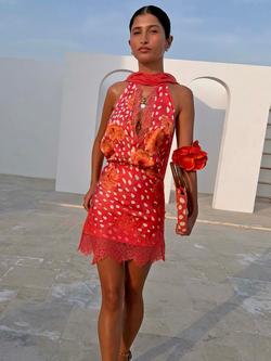 Never Fully Dressed Maeva Fawn Poppy Mini Skirt, Coral, Coral