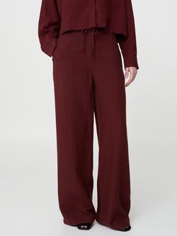 Mango Mid Rise Wide Leg Trousers, Burgundy, Burgundy