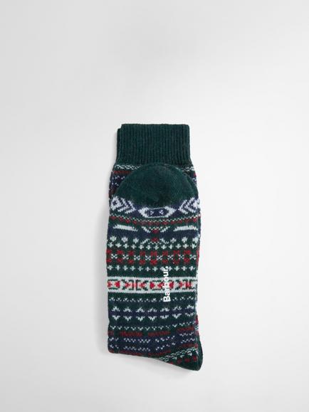 Barbour Boyd Wool Rich Fair Isle Socks, Evergreen - view 2, Evergreen