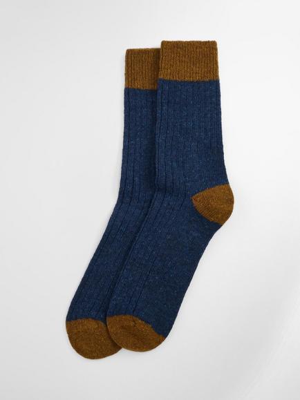 Barbour Wool Blend Houghton Ribbed Socks, Bronze, Bronze