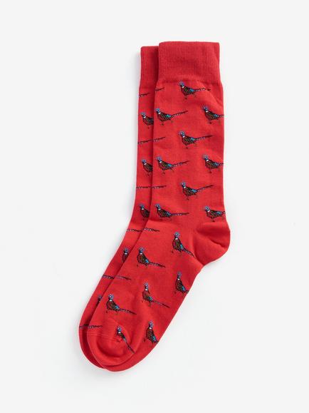 Barbour Mavin Cotton Rich Socks, Red/Pheasant, Red/Pheasant