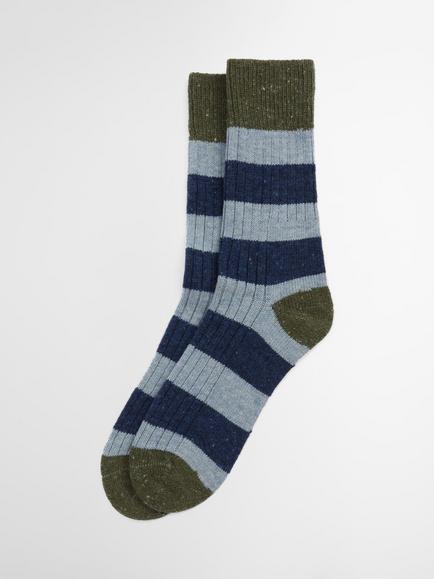 Barbour Wool Blend Houghton Stripe Socks, Bluestone, Bluestone