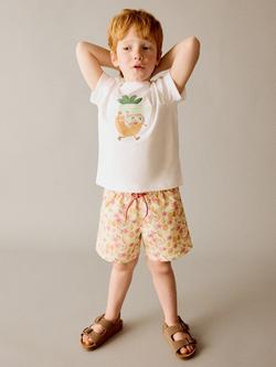 Mango Kids' Drawstring Waist Printed Swim Shorts, Pastel Green, Pastel Green