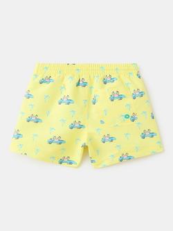 Mango Kids' Drawstring Waist Printed Swim Shorts, Pastel Yellow - view 2, Pastel Yellow