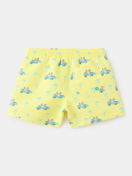 Mango Kids' Drawstring Waist Printed Swim Shorts, Pastel Yellow - view 2, Pastel Yellow