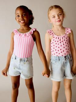 Mango Kids' Ruffle Neck Beach Swimsuit, Pink - view 2, Pink