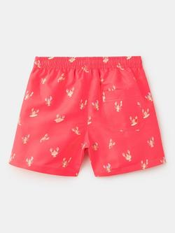 Mango Kids' Drawstring Waist Printed Swim Shorts, Coral - view 2, Coral