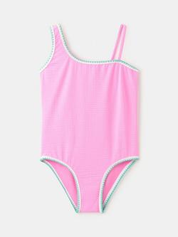Mango Kids' Asymmetric Neck Swimsuit, Pink, Pink