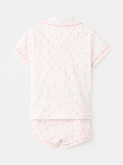 Mango Kids' Short Sleeve Shirt & Shorts Pyjama Set, Pink - view 2, Pink