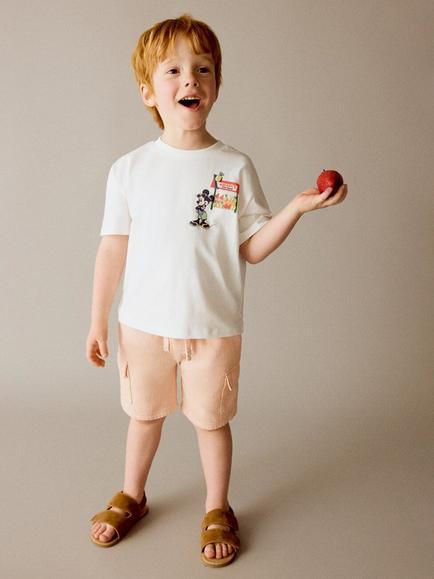 Mango Kids' Drawstring Waist Cargo Shorts, Peach, Peach