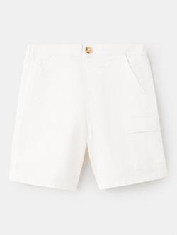 Mango Kids' Cotton-Linen Cargo Shorts, Off White, Off White