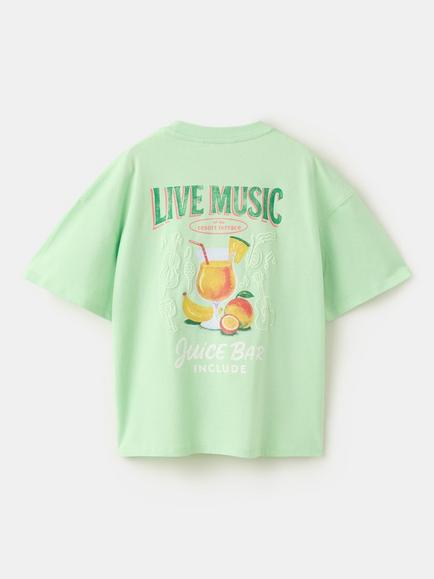 Mango Kids' Short Sleeve Relaxed Fit Printed T-Shirt, Pastel Green - view 2, Pastel Green