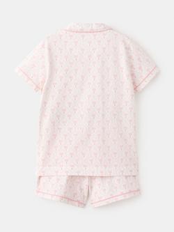 Mango Kids' Cotton Palm Tree Print Short Pyjama Set, Pink - view 2, Pink