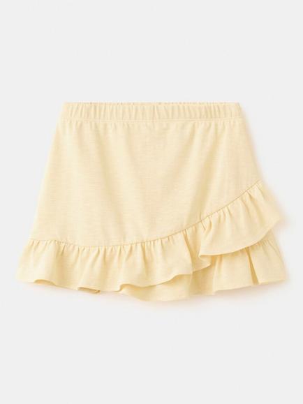 Mango Kids' Tiered Ruffle Skort, Pastel Yellow, Pastel Yellow