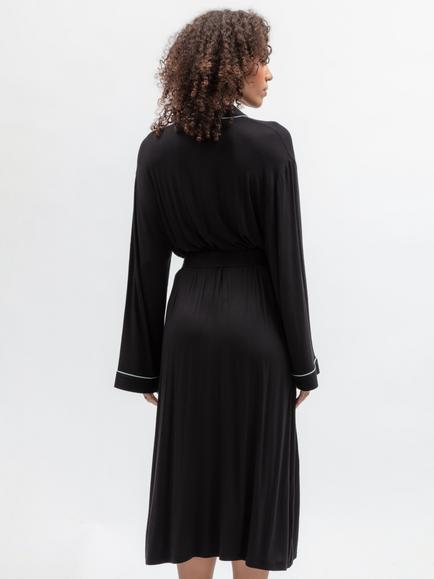 Cyberjammies Modal Blend Kimono Dressing Gown, Black - view 2, Black