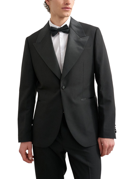 Topman Slim Fit Single Breasted Tuxedo Jacket, Black, Black