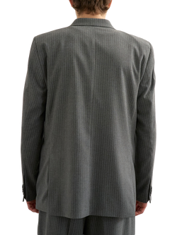 Topman Relaxed Fit Pinstripe Double Breasted Suit Jacket, Charcoal - view 2, Charcoal
